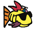 Phish.net logo: Cartoon fish with sunglasses and hat